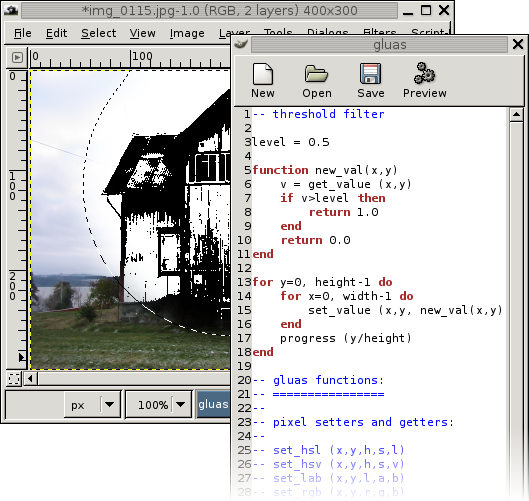 Screenshot of gluas
